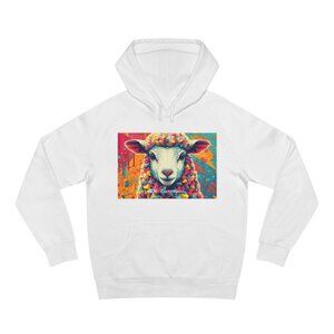 Colorful Pop Art Style Sheep Hoodie | Motivational Graphic Tee | "Be Ewenique"